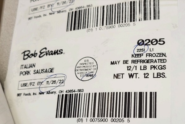 Bob Evans Italian Pork Sausage Recall 20221022