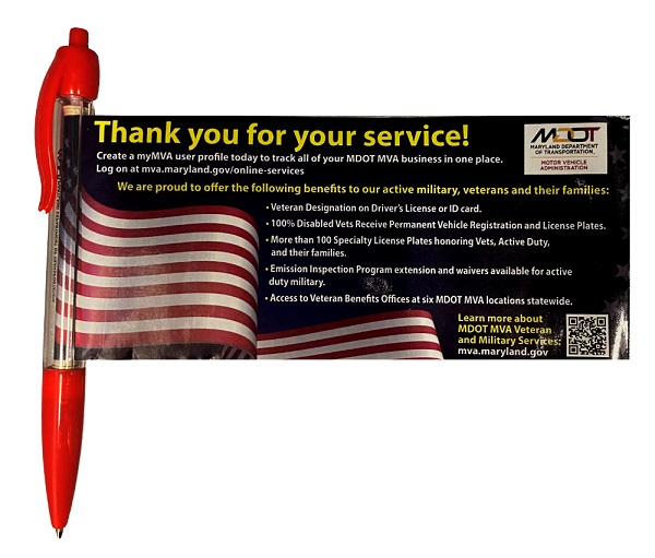 Maryland MVA Veterans Day Pens