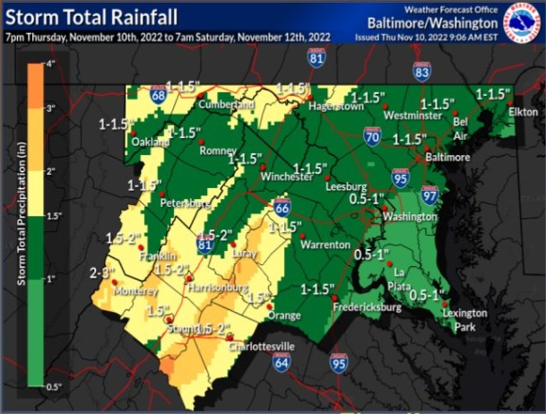 NWS Baltimore Rainfall Total Prediction 20221110