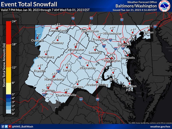 NWS Baltimore StormTotalSnow 20230131