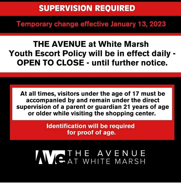 The Avenue at White Marsh Temporary Youth Escort Policy 20230113