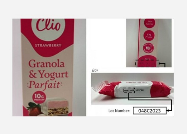 Clio Snacks Strawberry Granola Yogurt Recall 202303