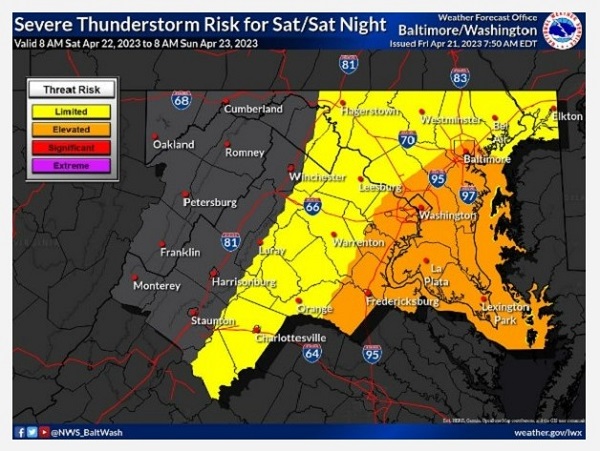 NWS Baltimore Severe Storm Probability 20230421