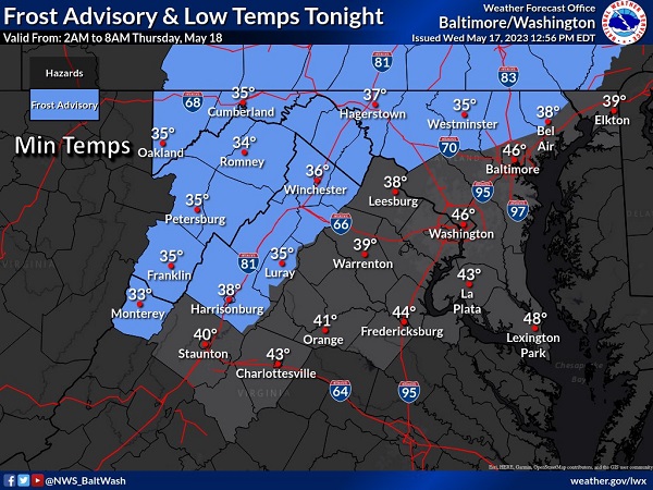 NWS Baltimore Frost Advisory 20230517