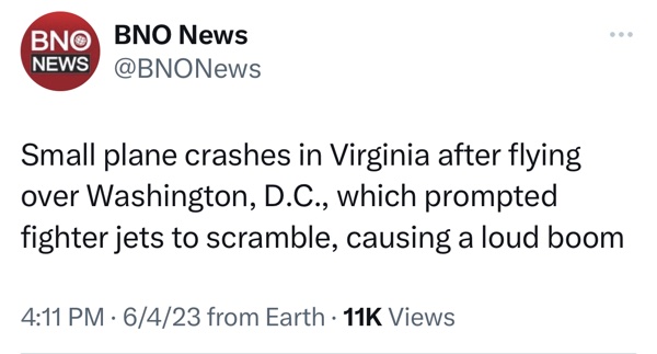 Plane Crash Virginia BNONews 20230604