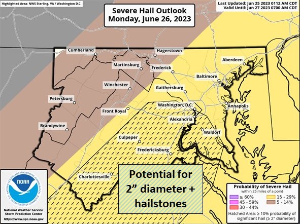 NWS Baltimore Hail Forecast 20230626