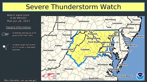 NWS Baltimore Severe Thunderstorm Watch 20230626 Details