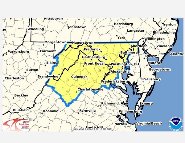 NWS Baltimore Severe Thunderstorm Watch 20230626