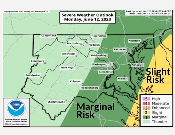 NWS Baltimore Storm Probability 20230612