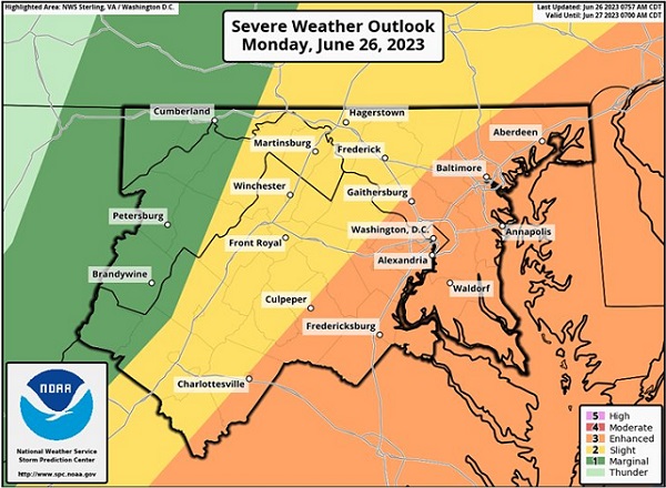 NWS Baltimore Storm Probability 20230626a