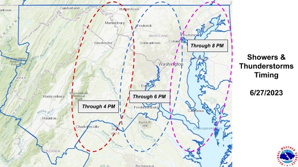 NWS Baltimore Thunderstorm Timing 20230627