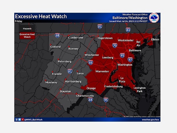 NWS Baltimore Excessive Heat Watch 20230728