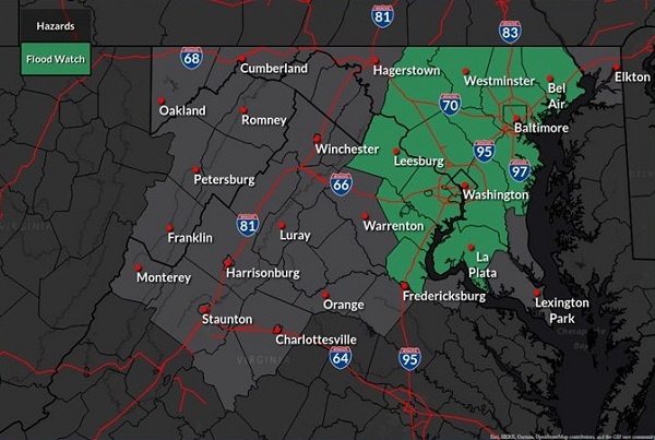 NWS Baltimore Flood Watch 20230707