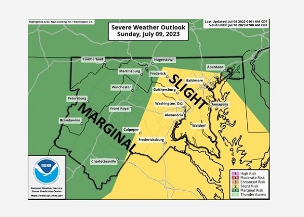 NWS Baltimore Storm Probability 20230709