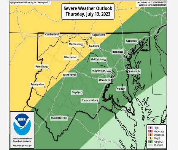 NWS Baltimore Storm Probability 20230713