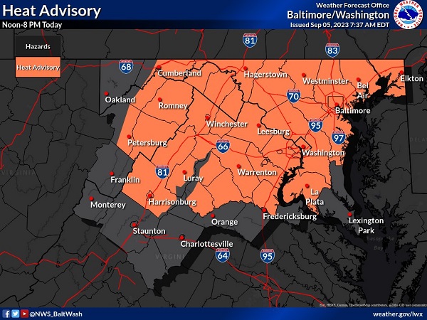 NWS Baltimore Heat Advisory 20230905