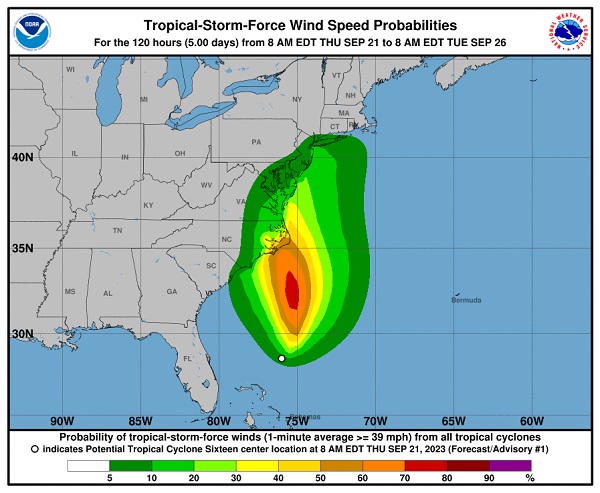 NWS East Coast Tropical Storm Force Winds 20230921