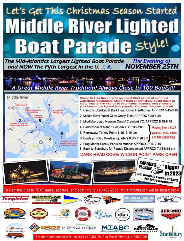 2023 Middle River Lighted Boat Parade Route