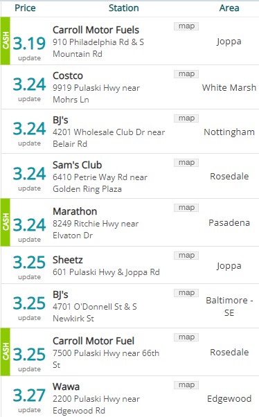 Lowest Baltimore Gas Prices 20231002