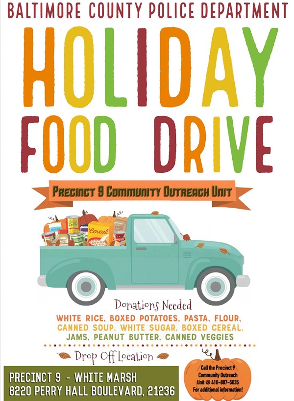Baltimore County Police Department White Marsh Precinct Holiday Food Drive 2023