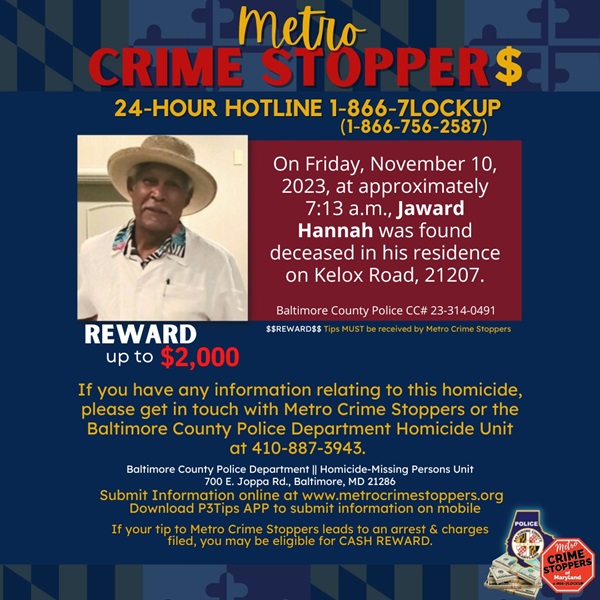 Jaward Hannah Metro Crime Stoppers Flyer