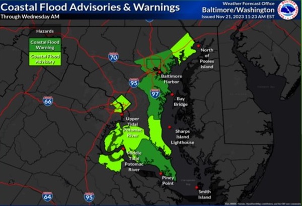 NWS Baltimore Coastal Flood Warning 20231121