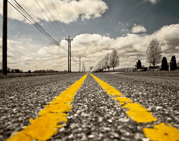 Road Driving Yellow Line Street