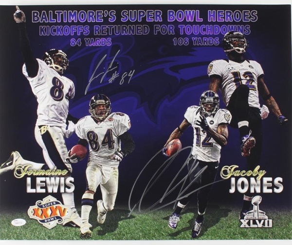 Baltimore Ravens Jermaine Lewis Jacoby Jones Autograph Super Bowl
