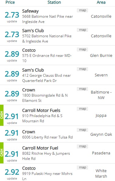 Lowest Baltimore Gas Prices 20231218