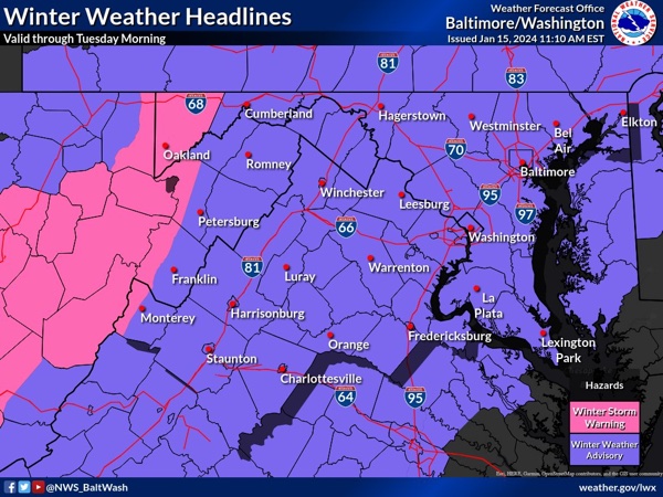 NWS Baltimore Winter Weather Advisory 20240115