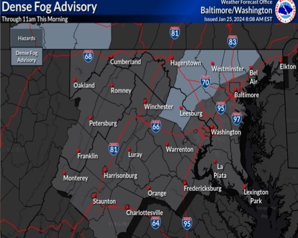 NWS Baltimore Dense Fog Advisory 20240125