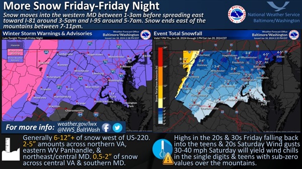 NWS Baltimore Winter Storm Forecast 20240118