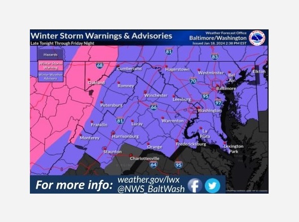 NWS Baltimore Winter Weather Advisory Storm Warning 20240118