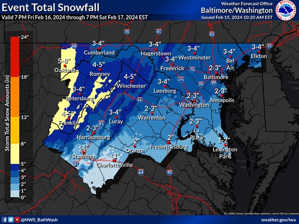 NWS Baltimore Snow Forecast 20240215
