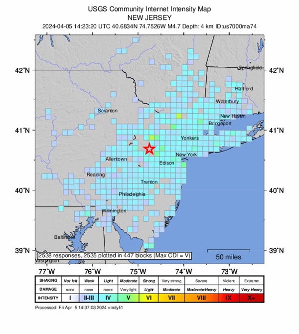 Mid-Atlantic Earthquake USGS 20240405