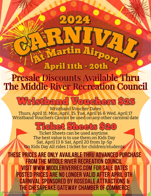 Middle River Rec Carnival 2024 flyer