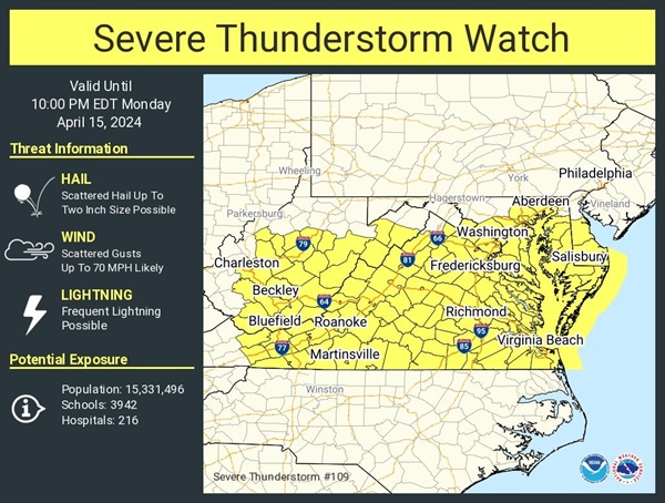 NWS Baltimore Thunderstorm Watch 20240415