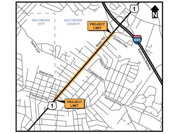 US Route 1 Belair Road SHA Project Overlea Fullerton