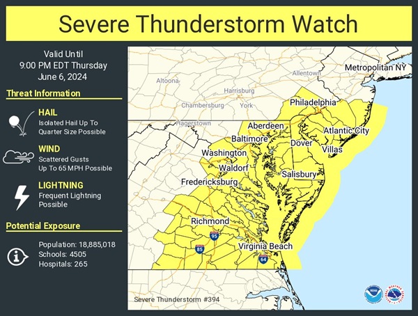 NWS Baltimore Thunderstorm Watch 20240606b