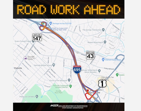 Route 1 I-695 Ramp Closure 20240605