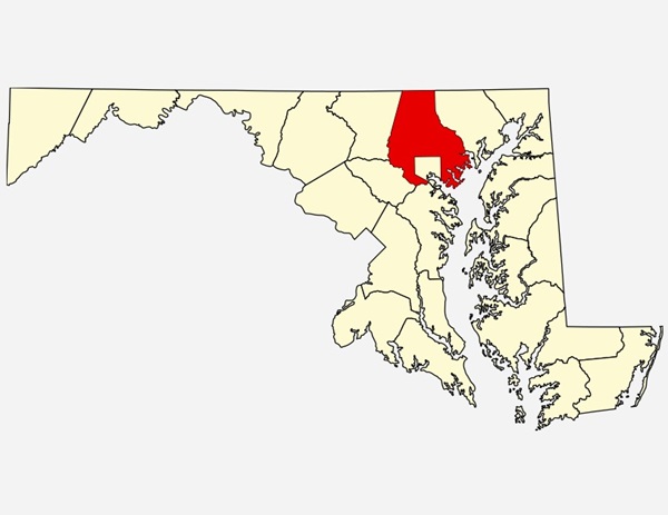 Map of Maryland Baltimore County