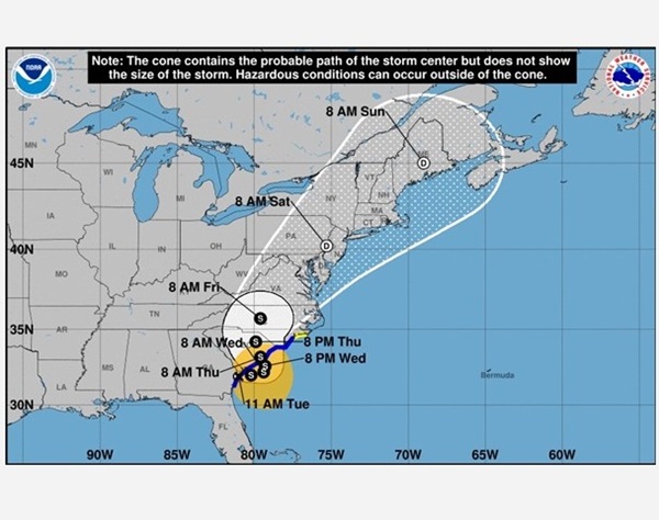 Tropical Storm Debby Projected Path 20240806