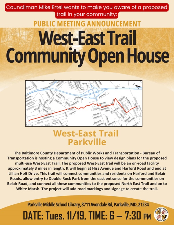 Baltimore County Public Works West East Trail Parkville Open House 202411
