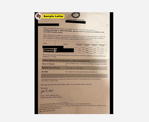Sample Maryland Election Letter Cease and Desist
