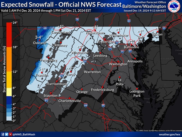 NWS Baltimore Snowfall Forecast 20241219