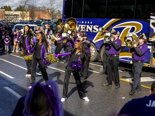 Baltimore Ravens Purple Friday Caravan Cheerleaders Marching