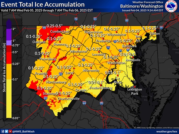 NWS Baltimore Storm Total Ice 20250204