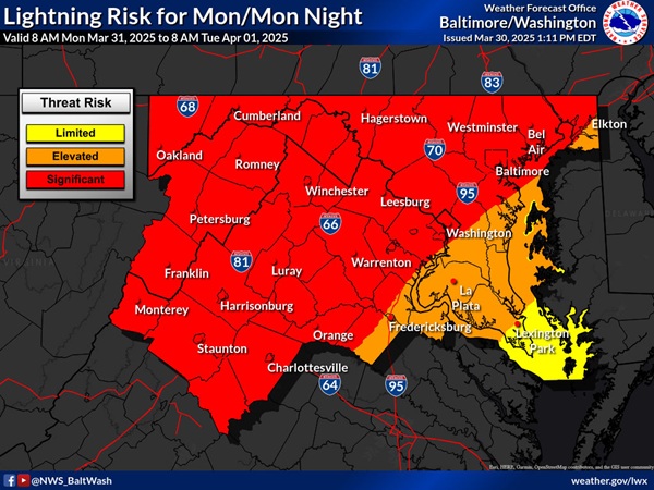 NWS Baltimore Lightning Forecast 20250330