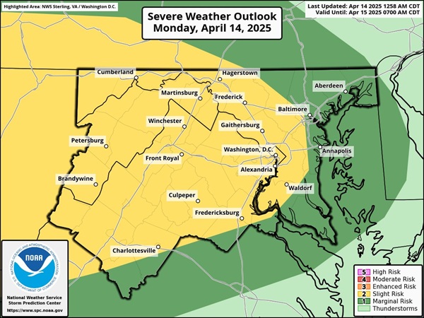 NWS Baltimore Storm Probability 20250414