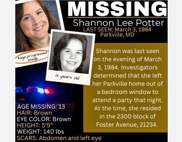Shannon Potter Parkville MD BCoPD Cold Case 1984